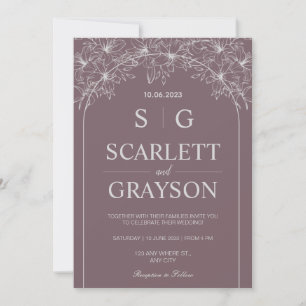 Purple Mauve Modern Wedding Invitation