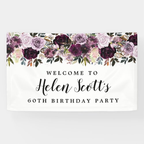 Purple Mauve Pink 60th Birthday Party Welcome Banner