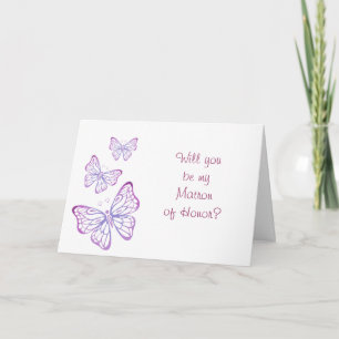 Purple Mauve Pink Classy Butterfly Matron of Honor Invitation