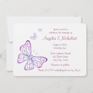 Purple Mauve Pink Classy Garden Butterfly Invitation