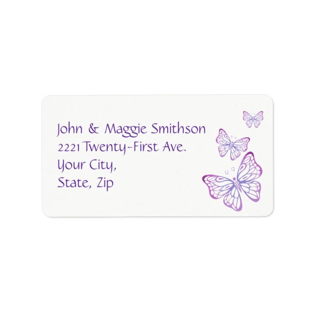 Purple Mauve Pink Classy Garden Butterfly Label (Front)
