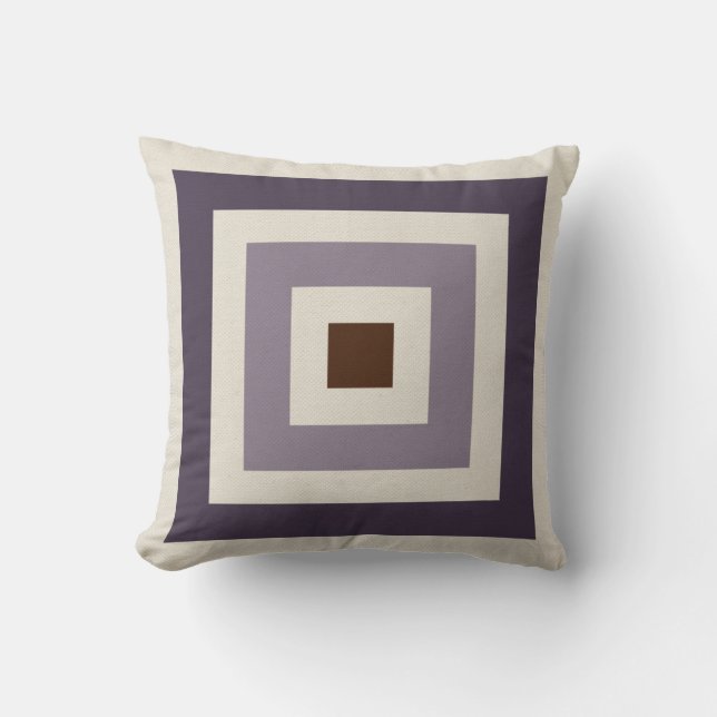 Purple Mauve Plum Geometric Squares Throw Pillow (Front)