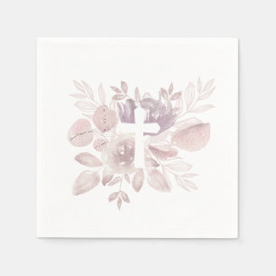 Purple Mauve Watercolor Floral Cross Napkins