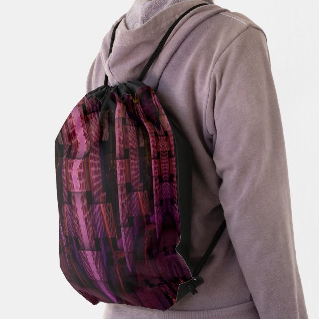 Purple Maze Drawstring Backpack (Insitu)
