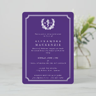 Purple MD Asclepius + Laurel Wreath Graduation Foil Invitation