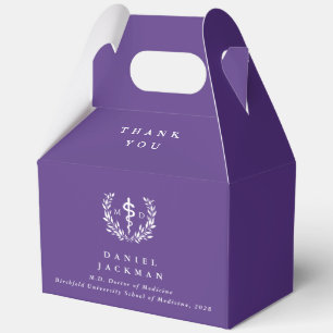 Purple MD Doctor + Asclepius Graduation Favor Boxes