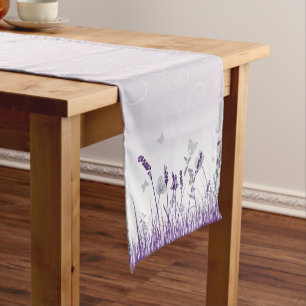 Purple Meadow and Butterflies Short Table Runner