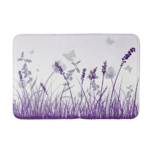 Purple Meadow and Butterfly Bathroom Mat