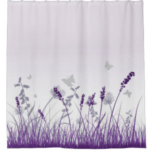 Purple Meadow and Butterfly Shower Curtain
