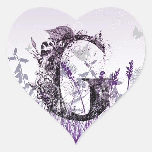 Purple Meadows and Flower Alphabet _ Letter G Girl Heart Sticker