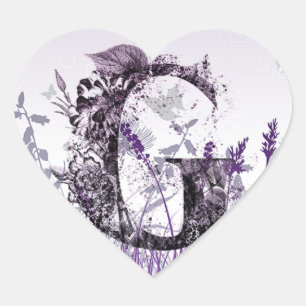 Purple Meadows and Flower Alphabet - Letter G Girl Heart Sticker