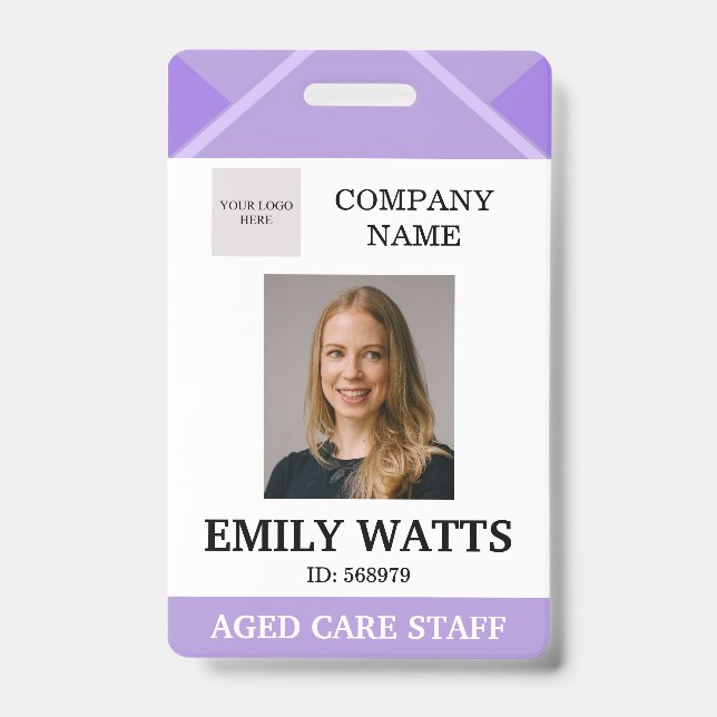 Purple Medical Doctor Aged Care Security Photo ID Badge (Front)