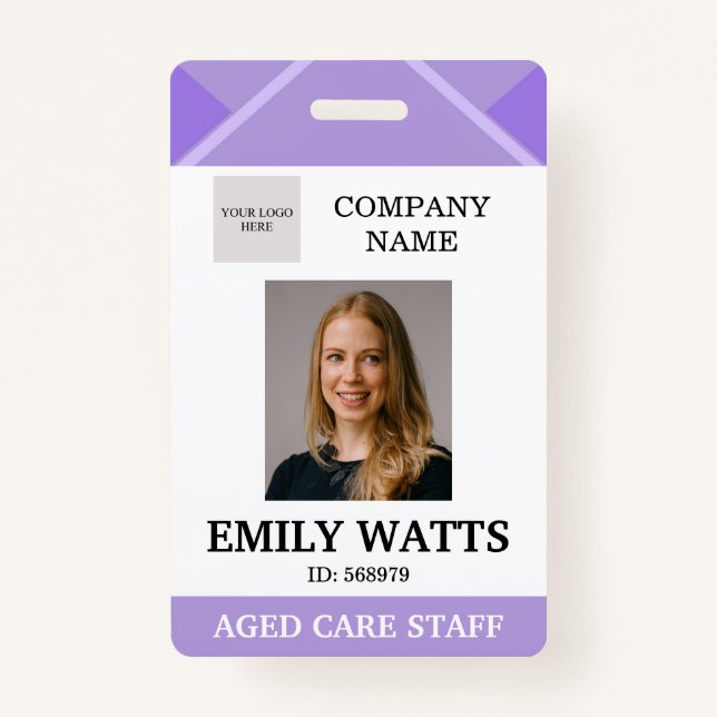 Purple Medical Doctor Aged Care Security Photo ID Badge (Front)