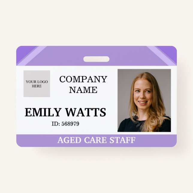 Purple Medical Nurse Aged Care Security Photo ID Badge (Front)