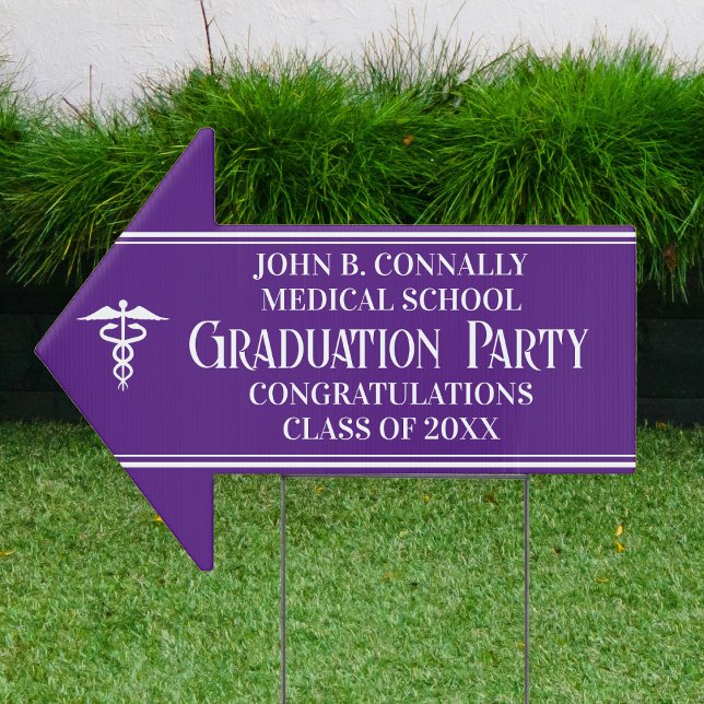 Purple Medical School Graduation Party Arrow Yard Sign (Creator Uploaded)