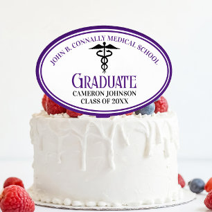 Purple Medical School Graduation Party Customized Cake Topper