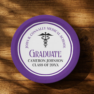 Purple Medical School Graduation Party Customized Paper Plates