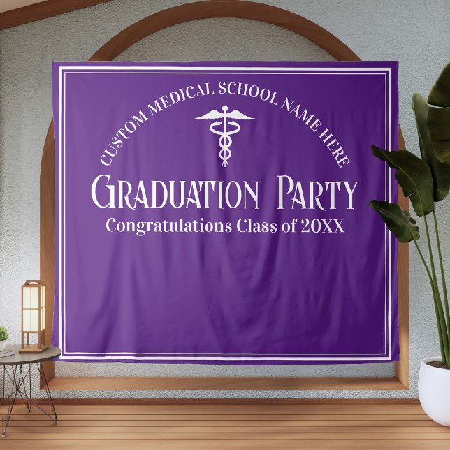 Purple Medical School Graduation Party Photo Booth Tapestry (Creator Uploaded)