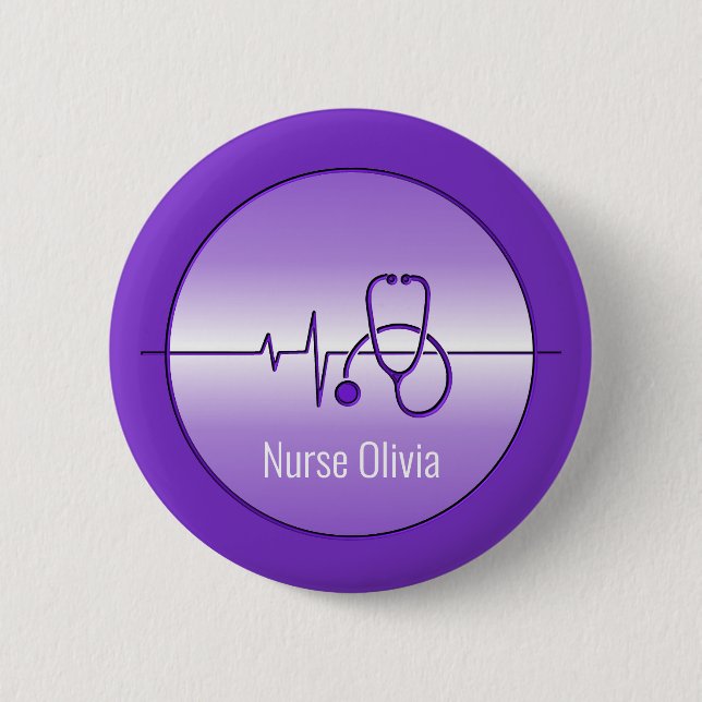 Purple Medical Stethoscope Heartbeat Button (Front)