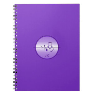 Purple Medical Stethoscope Heartbeat Notebook
