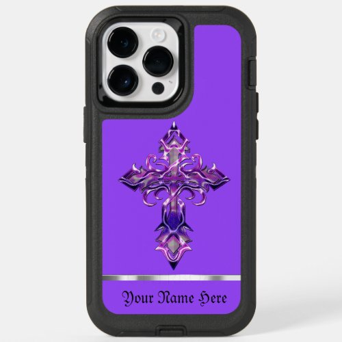 Purple Medieval Cross iPhone 14 Pro Max Case