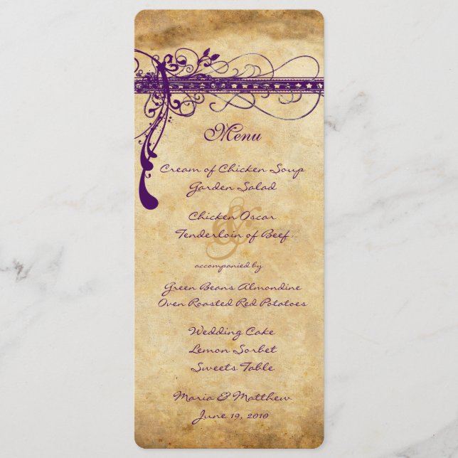 Purple Medieval Renaissance Elegant Menu (Front)