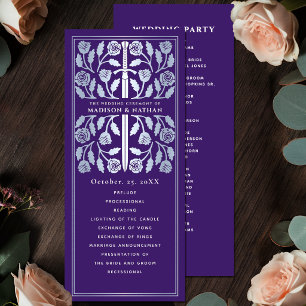Purple Medieval Silver Sword Royal Wedding Program