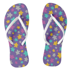 Purple Meeple Board Game Pattern Flip Flops
