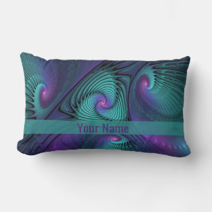 Purple meets Turquoise modern abstract Art name Lumbar Pillow