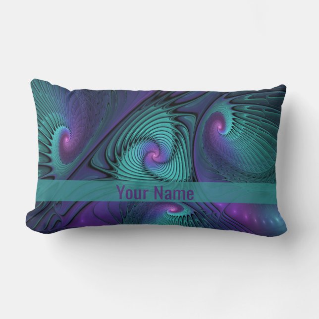 Purple meets Turquoise modern abstract Art name Lumbar Pillow (Front)