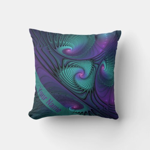 Purple meets Turquoise modern abstract Art name Throw Pillow