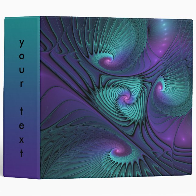 Purple meets Turquoise modern abstract Art Text Binder (Front/Spine)