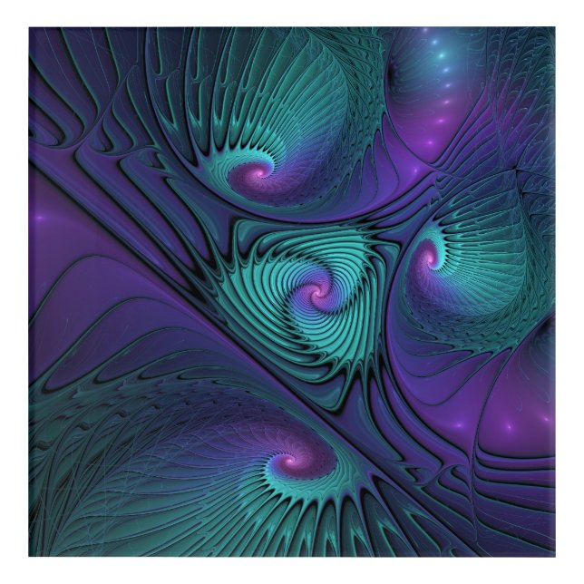 Purple meets Turquoise modern abstract Fractal Art (Front)