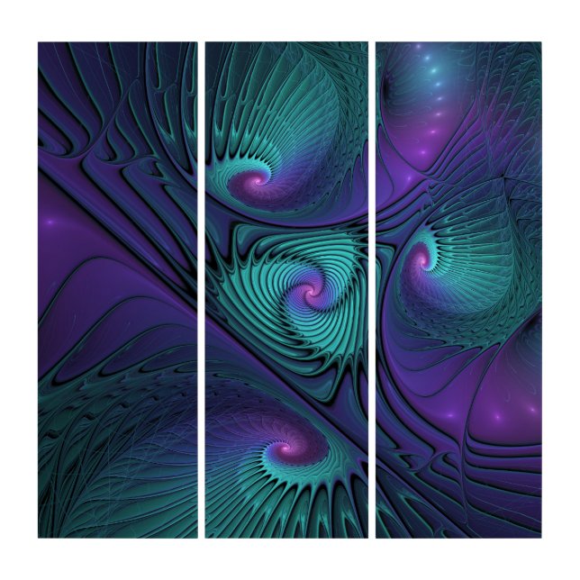 Purple meets Turquoise modern abstract Fractal Art (Front)