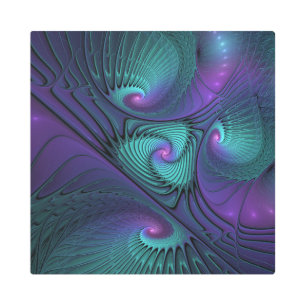 Purple meets Turquoise modern abstract Fractal Art
