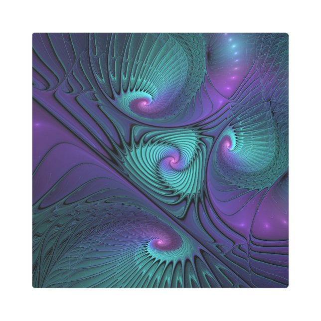 Purple meets Turquoise modern abstract Fractal Art (Front)