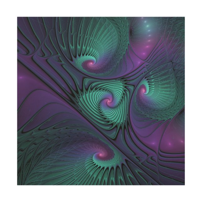 Purple meets Turquoise modern abstract Fractal Art (Front)