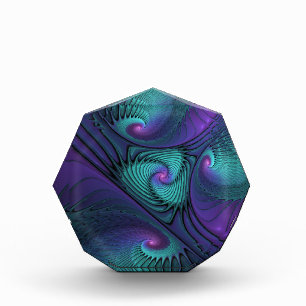 Purple Meets Turquoise Modern Abstract Fractal Art Acrylic Award