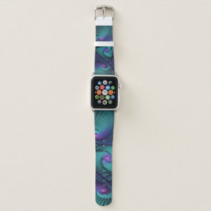 Purple meets Turquoise modern abstract Fractal Art Apple Watch Band