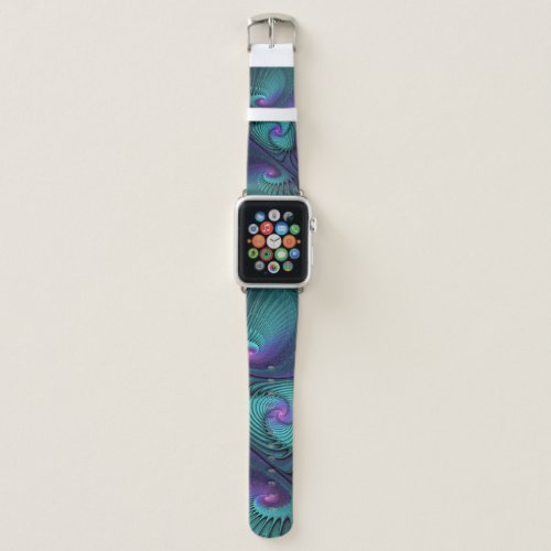 Purple meets Turquoise modern abstract Fractal Art Apple Watch Band
