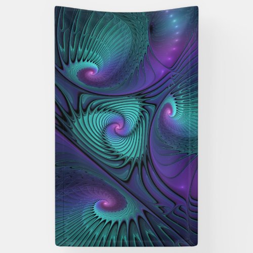 Purple Meets Turquoise Modern Abstract Fractal Art Banner