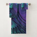 Purple Meets Turquoise Modern Abstract Fractal Art Bath Towel Set at Zazzle
