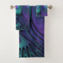 Purple meets Turquoise modern abstract Fractal Art Bath Towel Set