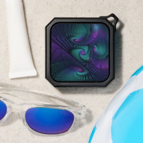 Purple meets Turquoise modern abstract Fractal Art Bluetooth Speaker