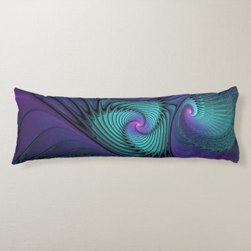 Purple meets Turquoise modern abstract Fractal Art Body Pillow