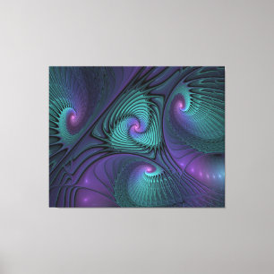 Purple meets Turquoise modern abstract Fractal Art Canvas Print
