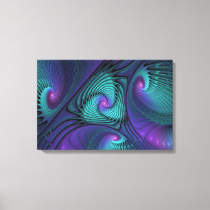 Purple meets Turquoise modern abstract Fractal Art Canvas Print