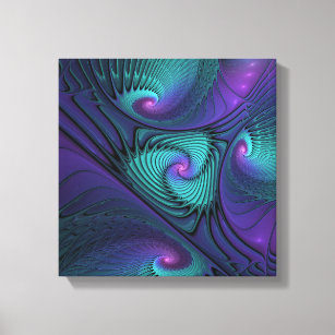 Purple meets Turquoise modern abstract Fractal Art Canvas Print
