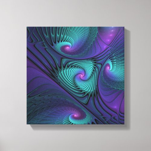 Purple meets Turquoise modern abstract Fractal Art Canvas Print