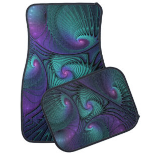 Purple meets Turquoise modern abstract Fractal Art Car Floor Mat